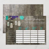 Carte Jeu de l'amour Rustique Scattergories pour la douc (Devant / Derrière)