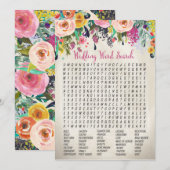 Carte Jeu de mots cachés pour une baby shower florale (Devant / Derrière)