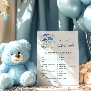 Carte Jeu de mots mêlés pour bébé Shower Fleur sauvage B