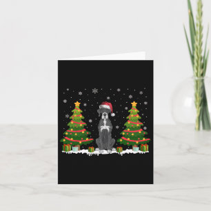 Carte Jeu de Noël Lumières grand chien Danse Santa Hat N