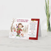 Carte Jeu de Noël pour Fille. Trouver 8 choses cachées (Devant)