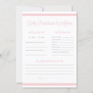 Carte Jeu de prédiction pour Baby Shower «Rayures roses