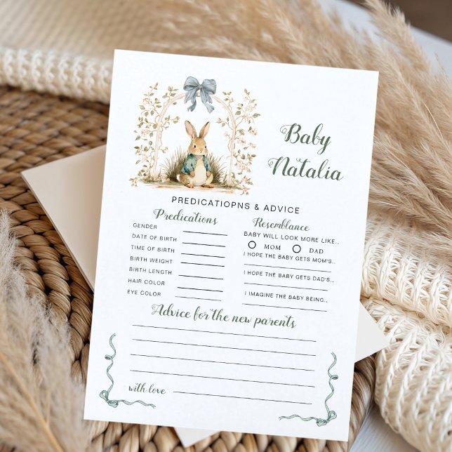 Carte Jeu de prédictions bébé arche florale lapin aquare (Créateur téléchargé)