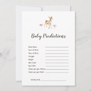 Carte Jeu de prédictions de Baby shower blanc de cerf d'