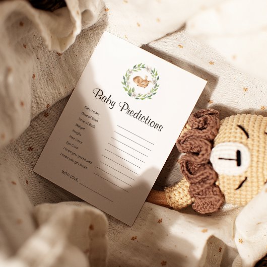 Carte Jeu de prédictions de Baby shower de cerf dormant 