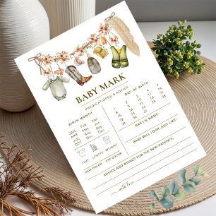 Carte Jeu de prédictions de Baby showers de pêche excité