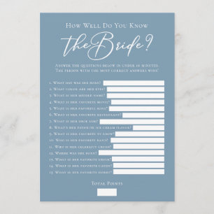 Carte Jeu de quiz de mariage chic bleu téléchargeable