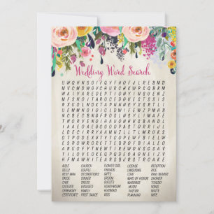 Carte Jeu de recherche de mots pour douche de mariée flo