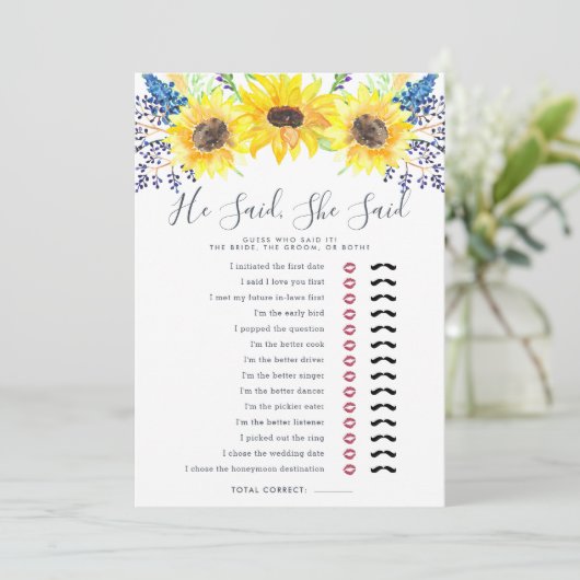 Carte Jeu de salle de mariage double face Flowerfields (Debout devant)