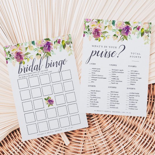 Carte Jeu de salle de mariage double face Vibrant Bloom