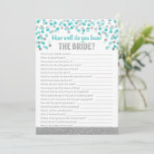 Carte Jeu de trivia pour enterrement de vie de jeune fil (Debout devant)