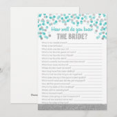 Carte Jeu de trivia pour enterrement de vie de jeune fil (Devant / Derrière)