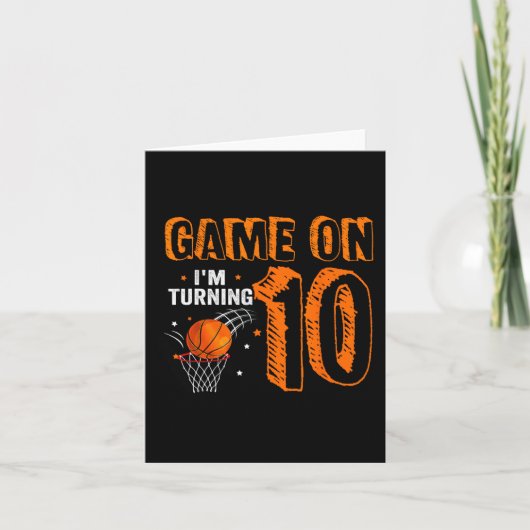 Carte Jeu On I'm Turning 10 Basketball 10th Birthday B (Devant)