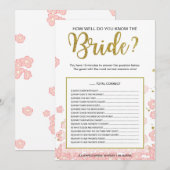 Carte Jeu : Que connaissez-vous de la mariée ? | Or rose (Devant / Derrière)