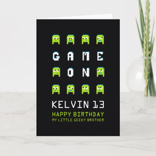 Carte Jeu sur alien gamer petit frère 13e anniversaire (Devant)
