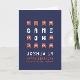 Carte Jeu sur pixel monstres gamer neveu 14e anniversair