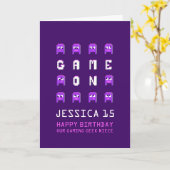 Carte Jeu sur pixel monstres gamer nièce 15e anniversair (Fleur jaune)