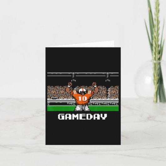 Carte Jeu vidéo 8 bits pour journée de football orange e (Devant)