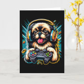 Carte Jeu vidéo casque Pékinese jeu (Fleur jaune)