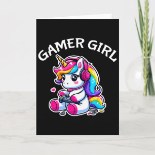 Carte Jeu Vidéo Cute Jeu Unicorn Gamer Girl 1