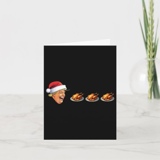 Carte Jeu vidéo de Noël Trump visage mangeant de la dind (Devant)