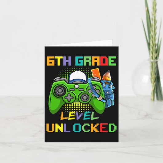 Carte Jeu vidéo déverrouillé de 6e année à l'école (Devant)