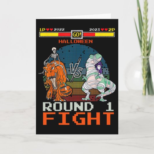 Carte Jeu vidéo Halloween T-rex Skeleton maman - Round (Devant)