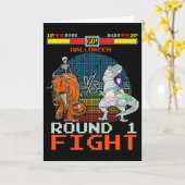 Carte Jeu vidéo Halloween T-rex Skeleton maman - Round (Fleur jaune)