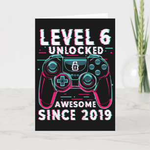 Carte Jeu vidéo niveau 6 débloqué pour enfants 6ème anni