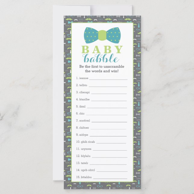 Carte Jeu Word Scramble, Baby shower, 25 Pack (Devant)