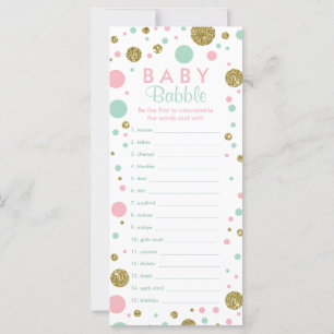 Carte Jeu Word Scramble, Jeu Baby shower, Parties scinti