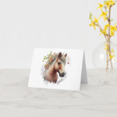Carte Jeune Cheval avec Fleurs BLANC (Fleur jaune)