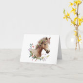 Carte Jeune Cheval Foal avec Fleurs BLANC (Fleur jaune)