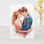 Carte Jeune couple embrasse pour la fête de Valentines (Fleur jaune)