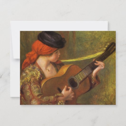 Carte Jeune Espagnole avec guitare par Pierre Renoir (Devant)