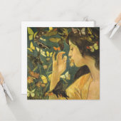 Carte Jeune Femme Aux Belles Papillons (Devant/Arrière en situation)