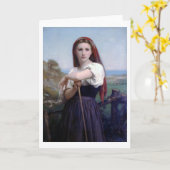 Carte Jeune femme berger, Bouguereau (Fleur jaune)