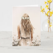 Carte Jeune Femme Dans Le Champ De Daisy (Fleur jaune)