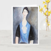 Carte Jeune femme en bleu, Modigliani (Fleur jaune)