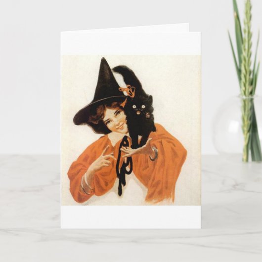 Carte Jeune fille avec Black Kitty (Devant)