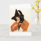 Carte Jeune fille avec Black Kitty (Fleur jaune)