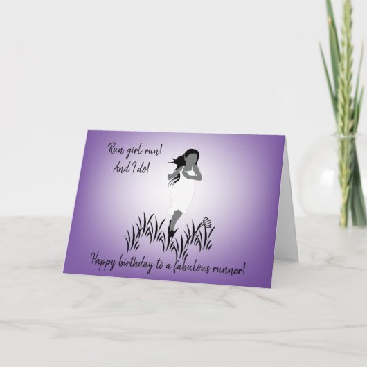 Carte Jeune fille coureuse avec cheveux gonflants (Devant)