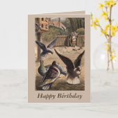 Carte Jeune fille de pigeons d'animal familier sur la (Fleur jaune)