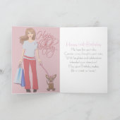 Carte Jeune fille et chiot Joyeux anniversaire (Intérieur)