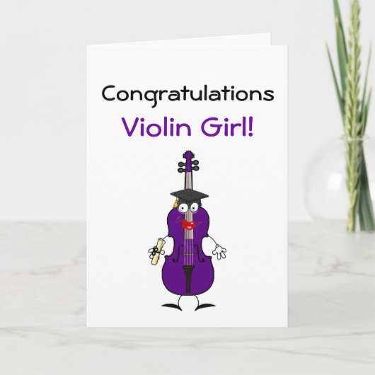 Carte Jeune Fille Violon (Violet) (Devant)