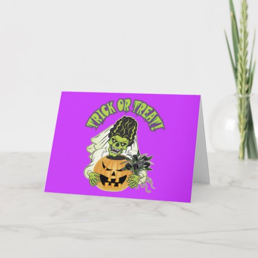 Carte Jeune mariée de crâne de Frankenstein (Devant)