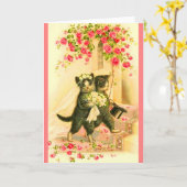 Carte jeune mariée de kitten (Fleur jaune)