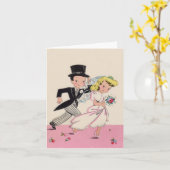 Carte Jeune mariée et marié d'emballement (Fleur jaune)