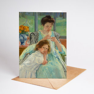 Carte Jeune mère coudre   Mary Cassatt