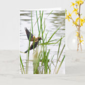 Carte Jeune oiseau en vol (Fleur jaune)